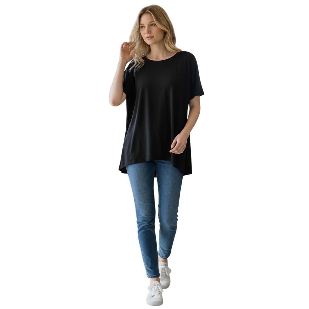 Vince Camuto Womens Rich Black Short Sleeve High Low Blouse XS 91624B083 XS